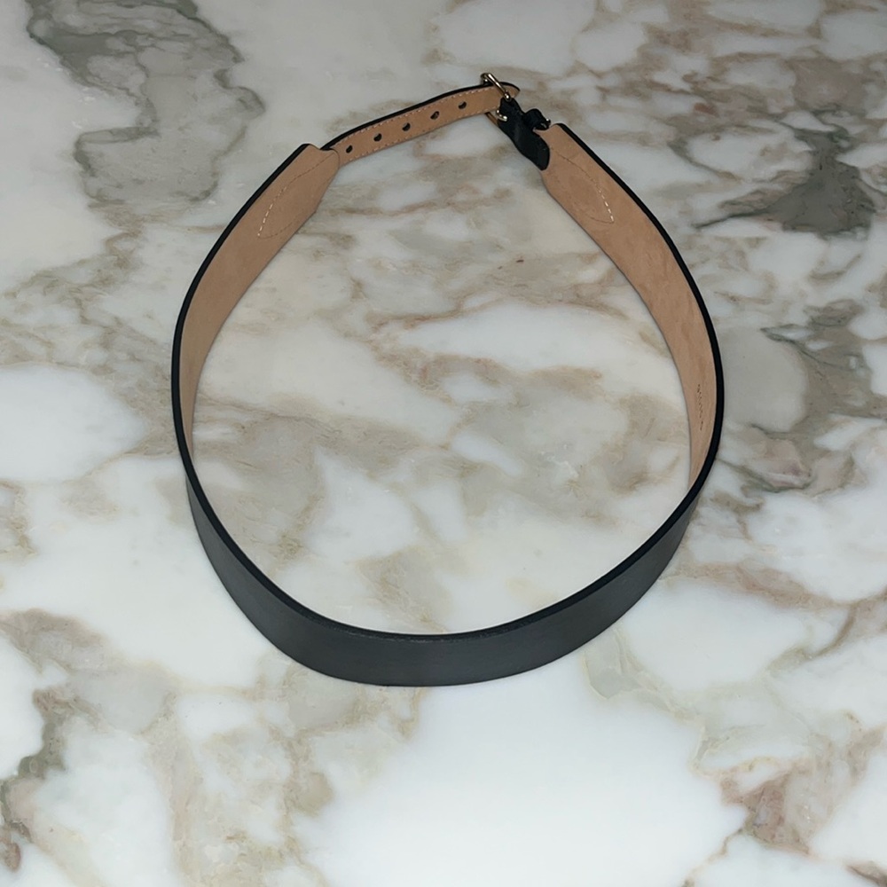 Maison Boinet Black Leather Belt 70/28mm single loop gold enclosure